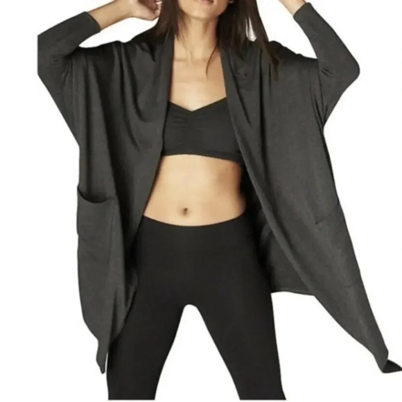 Beyond Yoga Sweaters - Beyond Yoga Soft Modal Cardigan Heathered Grey Size M